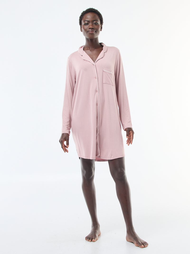 Camisa de noite midi lisa Rosa - Kiabi