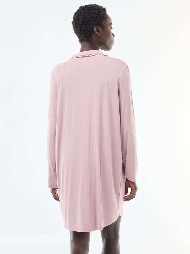 Camisa de noite midi lisa Rosa - Kiabi