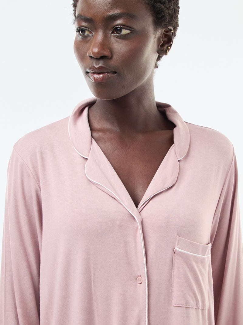 Camisa de noite midi lisa Rosa - Kiabi
