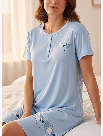 Camisa de noite mulher microfibra manga curta ozabi