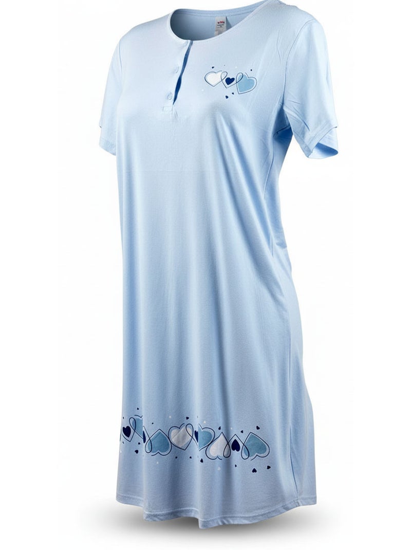 Camisa de noite mulher microfibra manga curta ozabi Azul - Kiabi