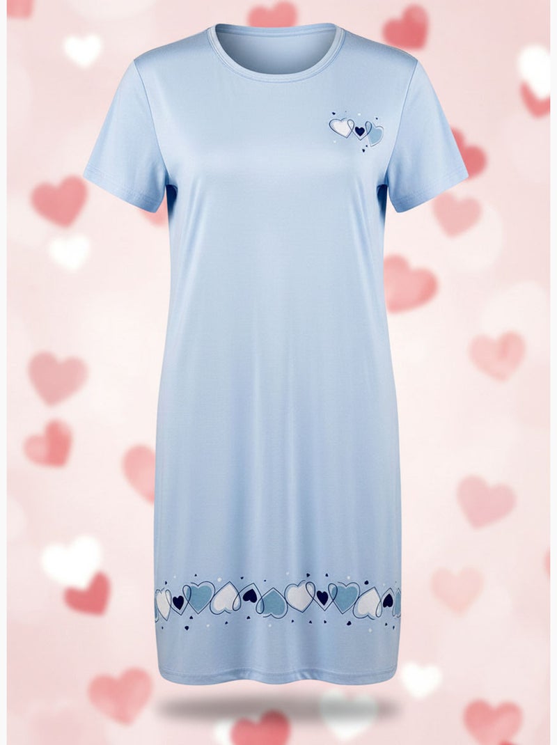 Camisa de noite mulher microfibra manga curta ozabi Azul - Kiabi