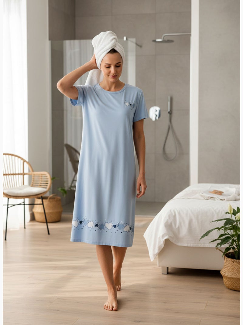 Camisa de noite mulher microfibra manga curta ozabi Azul - Kiabi
