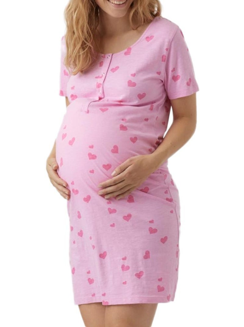 Camisa de Noite Rosa para Mulher Mamalicious Lia Love Rosa - Kiabi