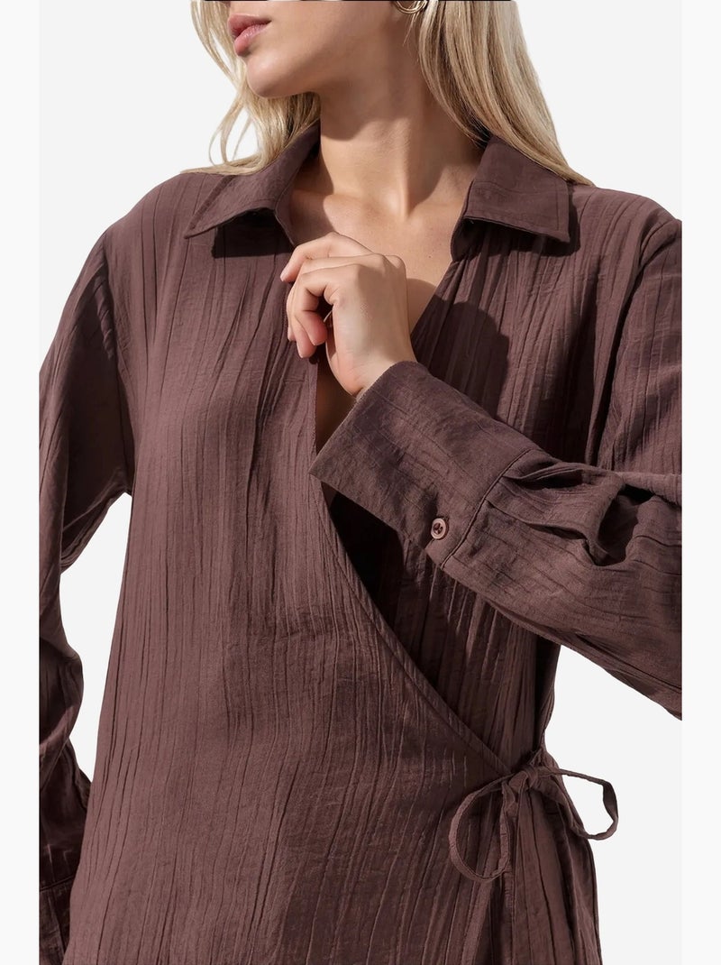 Camisa de poliéster feminina busem Castanho-chocolate - Kiabi