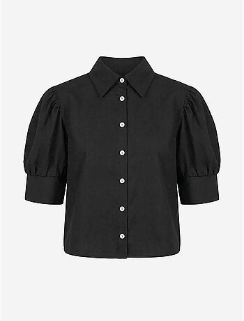 Camisa de popelina abotoada com colarinho de camisa my fashion