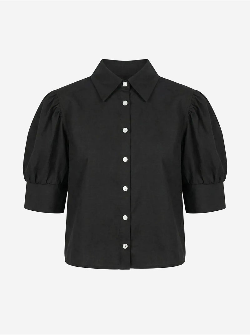 Camisa de popelina abotoada com colarinho de camisa my fashion Preto - Kiabi