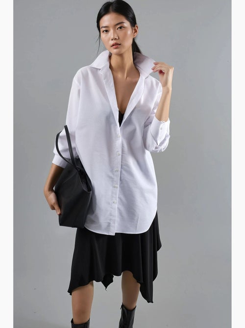 Camisa de popelina abotoada com mangas compridas busem - Kiabi Camisa de popelina abotoada com mangas compridas busem - Kiabi