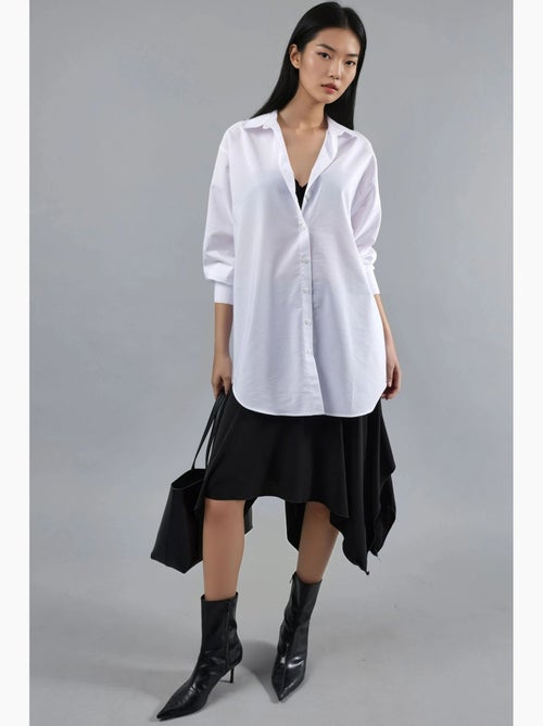 Camisa de popelina abotoada com mangas compridas busem - Kiabi Camisa de popelina abotoada com mangas compridas busem - Kiabi