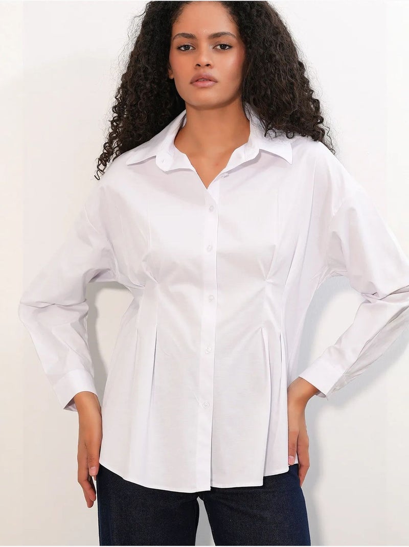 Camisa de popelina ajustada com fecho de botões à frente bdart Branco - Kiabi