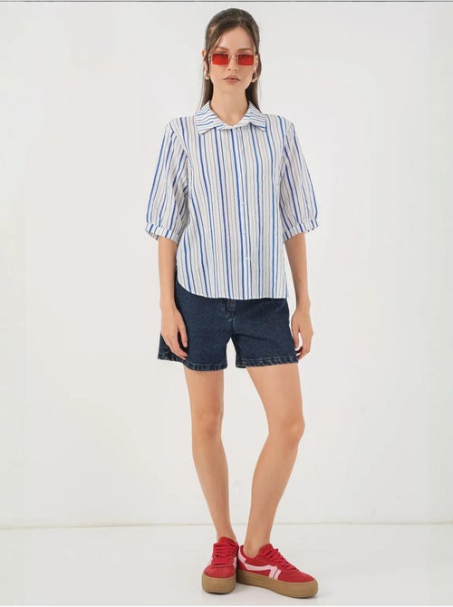 Camisa de popelina às riscas bdart - Kiabi Camisa de popelina às riscas bdart - Kiabi