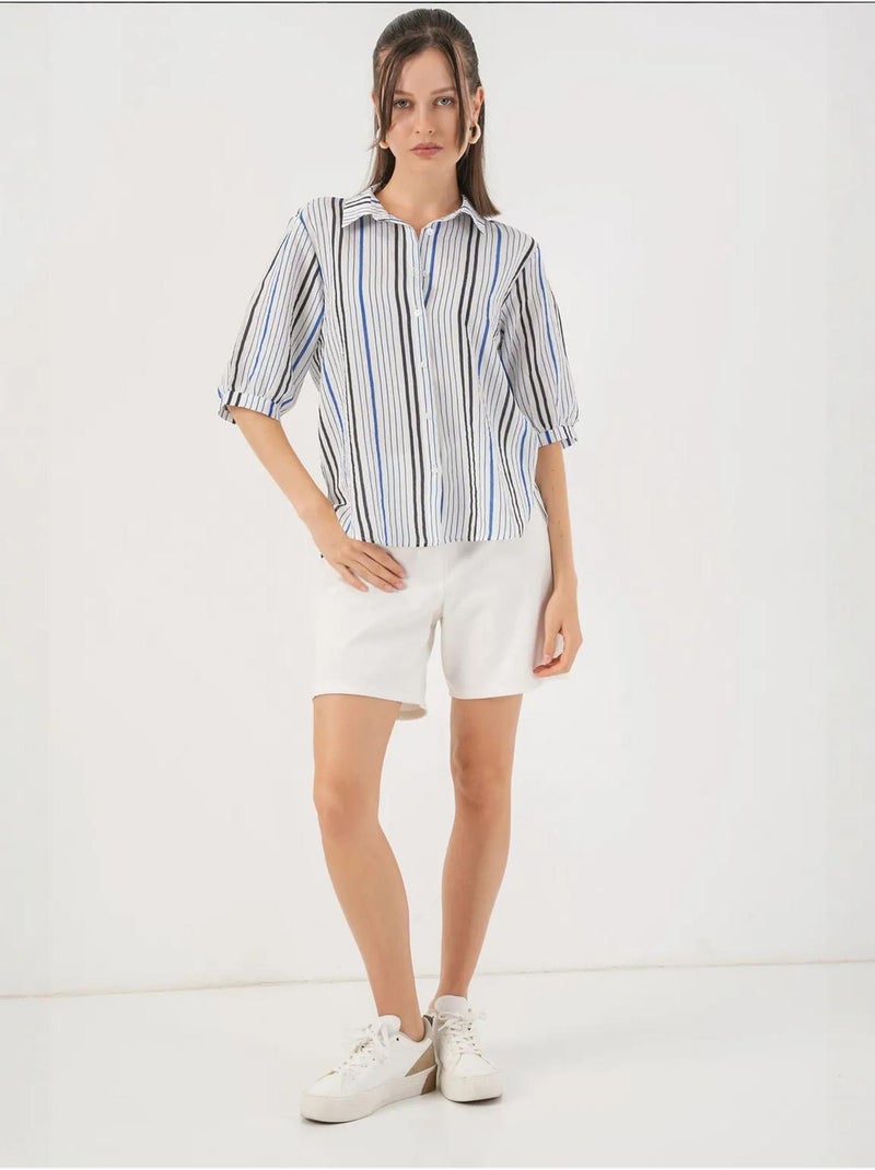 Camisa de popelina às riscas bdart Azul-marinho - Kiabi