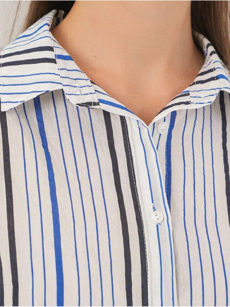 Camisa de popelina às riscas bdart Azul-marinho - Kiabi