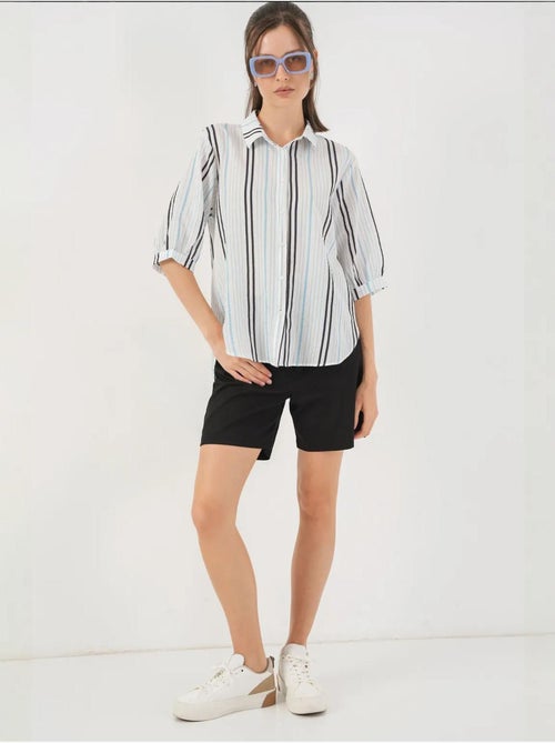 Camisa de popelina às riscas bdart - Kiabi Camisa de popelina às riscas bdart - Kiabi