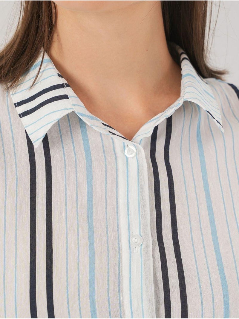 Camisa de popelina às riscas bdart Azul-pastel - Kiabi