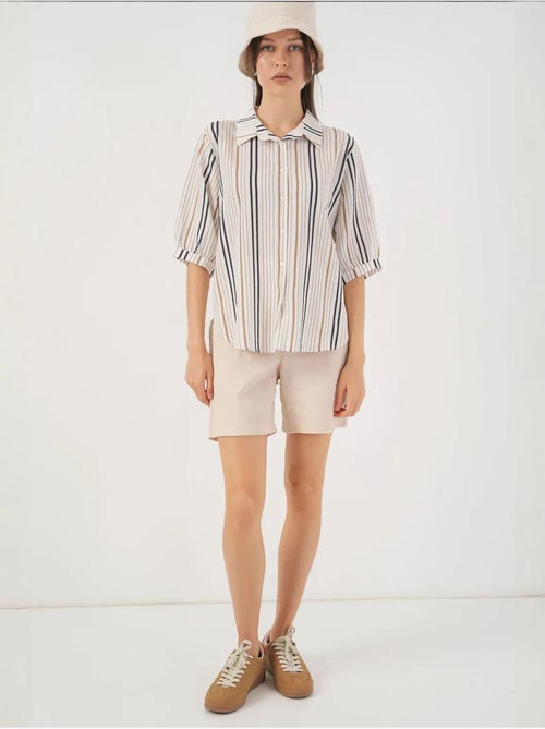 Camisa de popelina às riscas bdart - Kiabi Camisa de popelina às riscas bdart - Kiabi