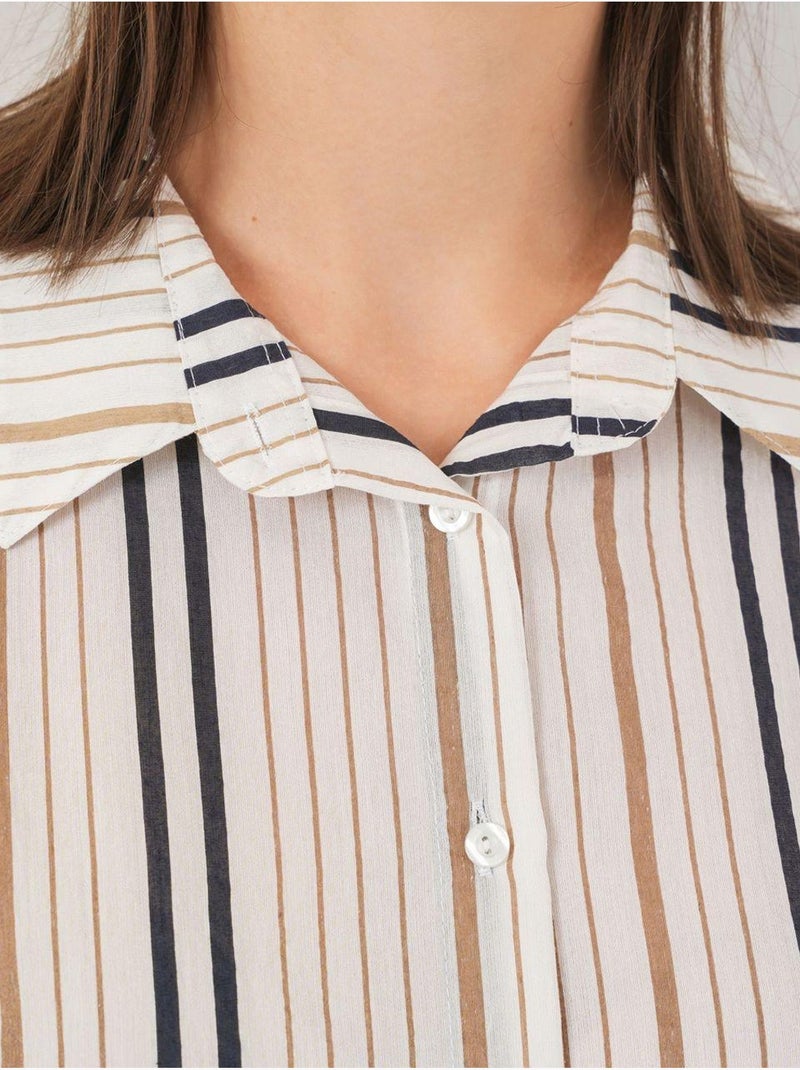 Camisa de popelina às riscas bdart Branco sujo - Kiabi