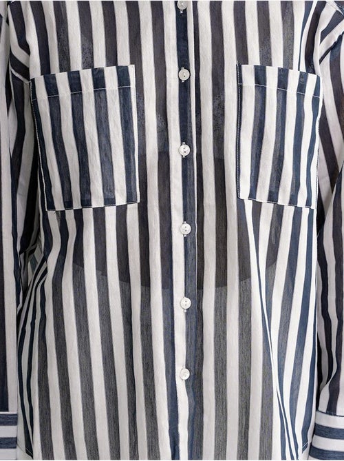 Camisa de popelina às riscas com bolso mixray - Kiabi Camisa de popelina às riscas com bolso mixray - Kiabi