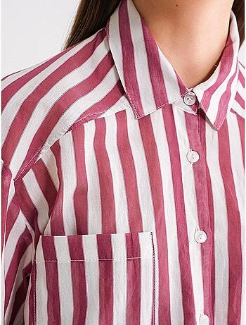 Camisa de popelina às riscas com bolso mixray