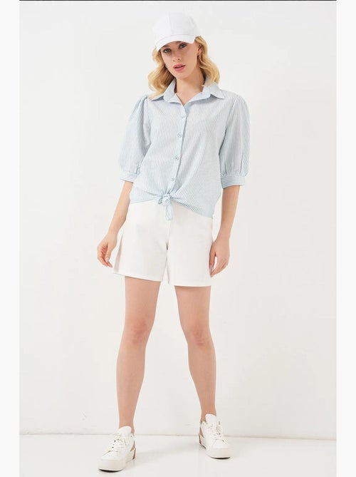 Camisa de popelina às riscas com mangas três quartos bdart - Kiabi Camisa de popelina às riscas com mangas três quartos bdart - Kiabi