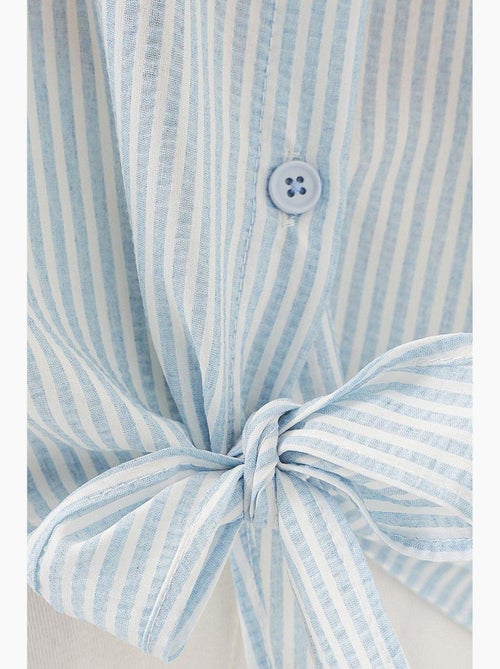 Camisa de popelina às riscas com mangas três quartos bdart - Kiabi Camisa de popelina às riscas com mangas três quartos bdart - Kiabi