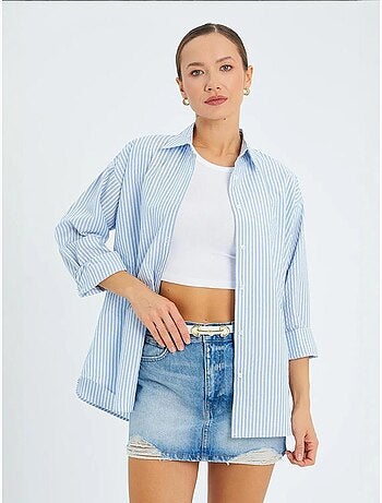 Camisa de popelina às riscas mixray