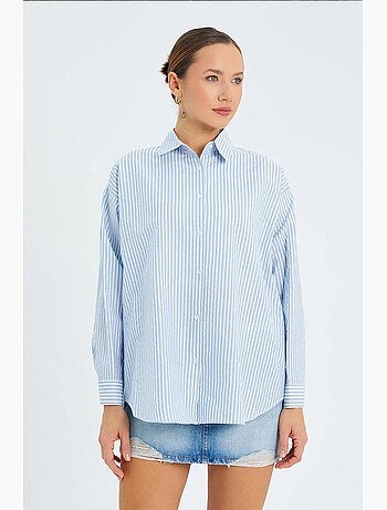 Camisa de popelina às riscas mixray