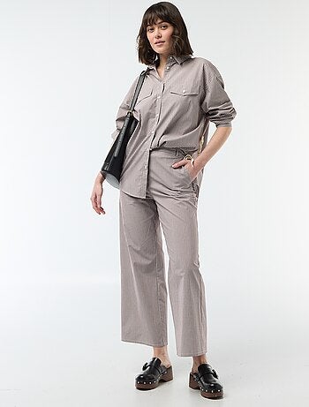 Camisa de popelina às riscas oversize