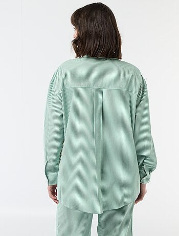 Camisa de popelina às riscas oversize