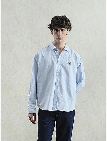 Camisa de popelina bordada com botões giesto