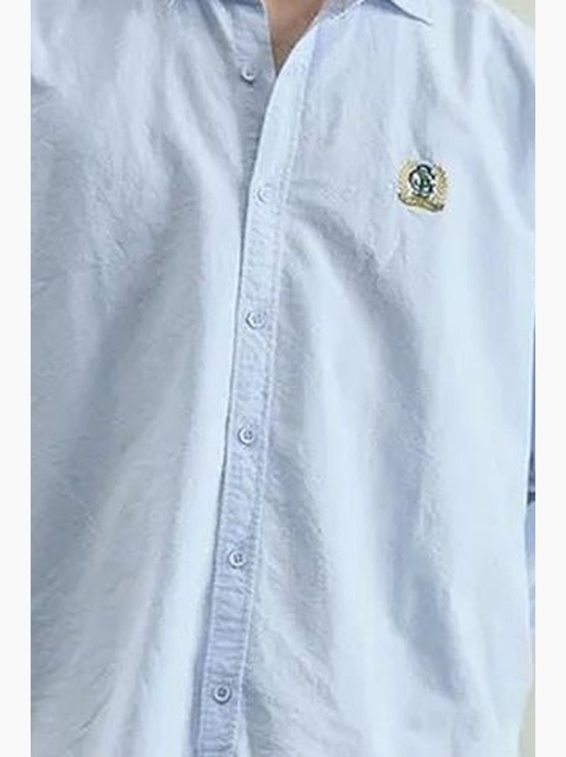 Camisa de popelina bordada com botões giesto Azul claro - Kiabi