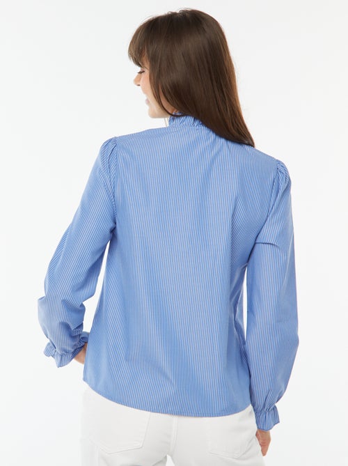 Camisa de popelina com aba com folhos - Kiabi