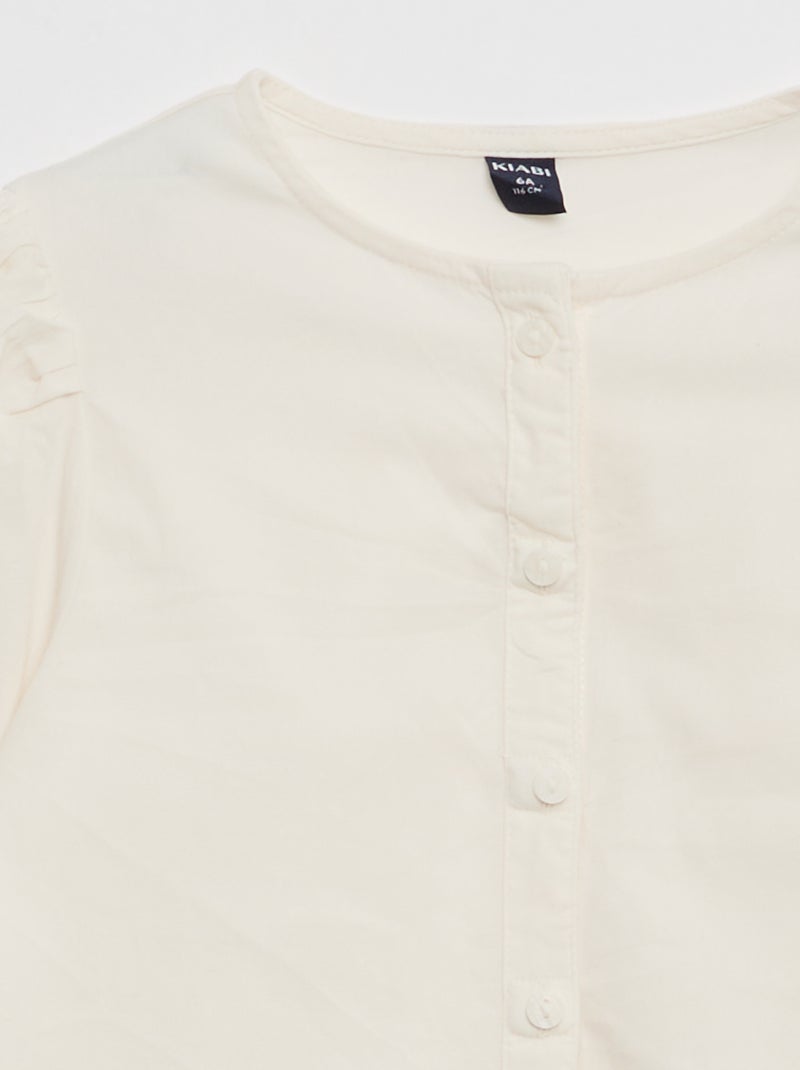 Camisa de popelina com abertura magnética - coleção fácil de vestir Branco - Kiabi