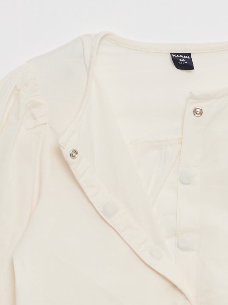 Camisa de popelina com abertura magnética - coleção fácil de vestir Branco - Kiabi