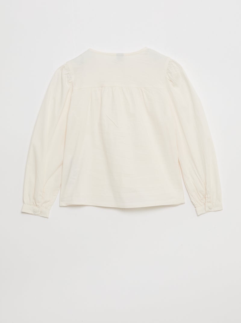 Camisa de popelina com abertura magnética - coleção fácil de vestir Branco - Kiabi
