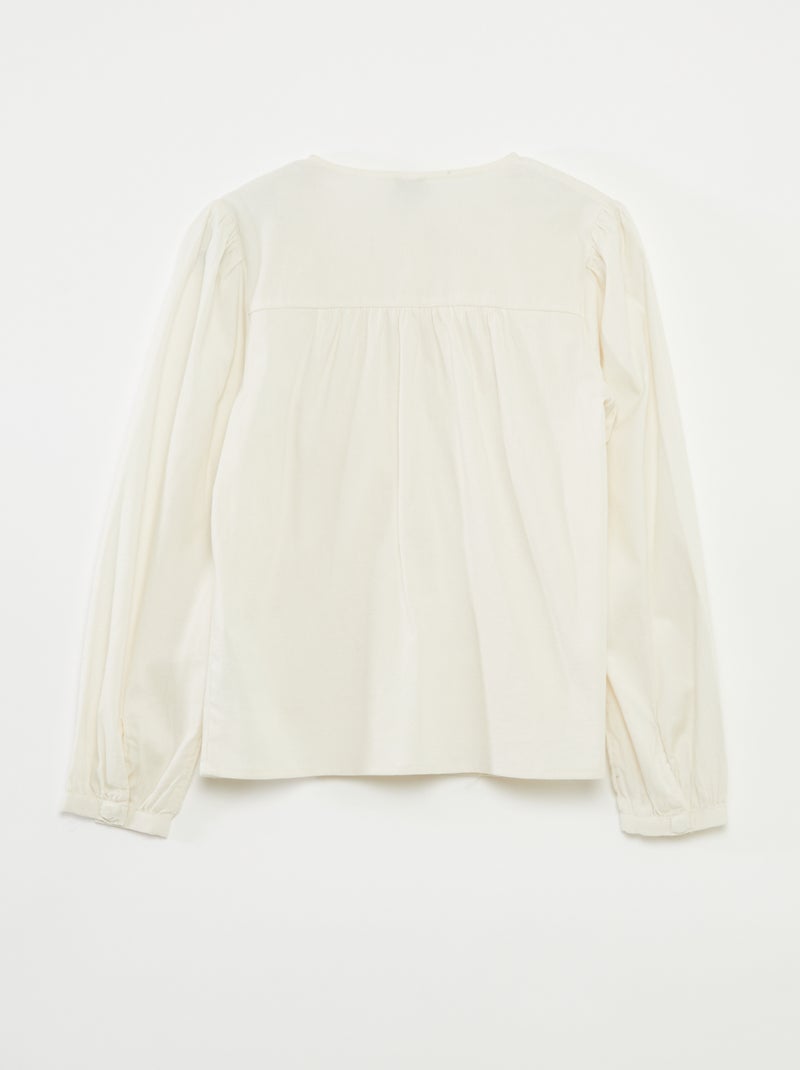Camisa de popelina com abertura magnética - coleção fácil de vestir Branco - Kiabi