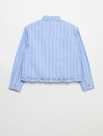 Camisa de popelina com base com folhos