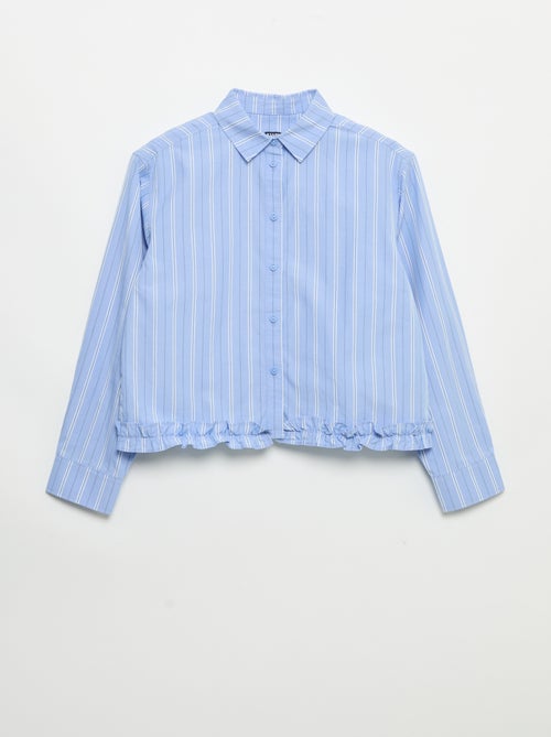 Camisa de popelina com base com folhos - Kiabi
