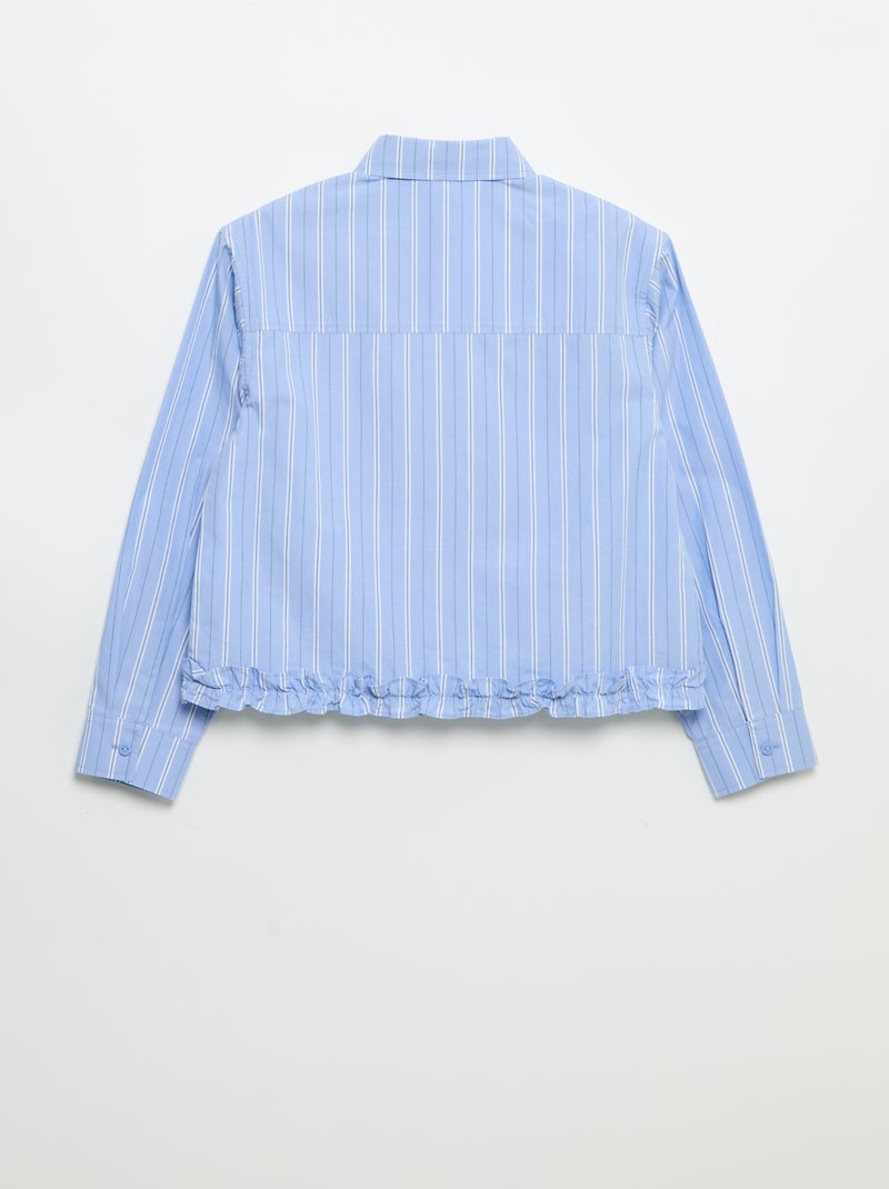 Camisa de popelina com base com folhos Azul - Kiabi