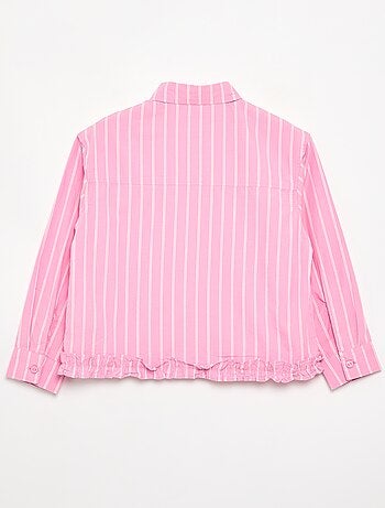Camisa de popelina com base com folhos