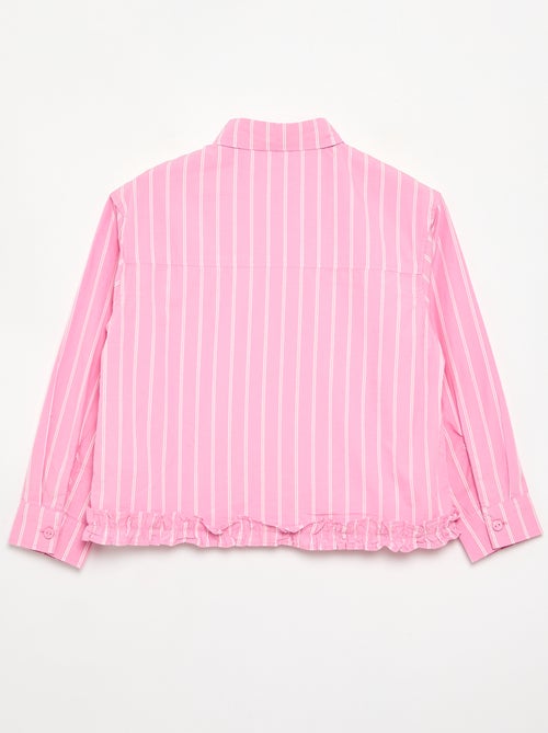 Camisa de popelina com base com folhos - Kiabi Camisa de popelina com base com folhos - Kiabi