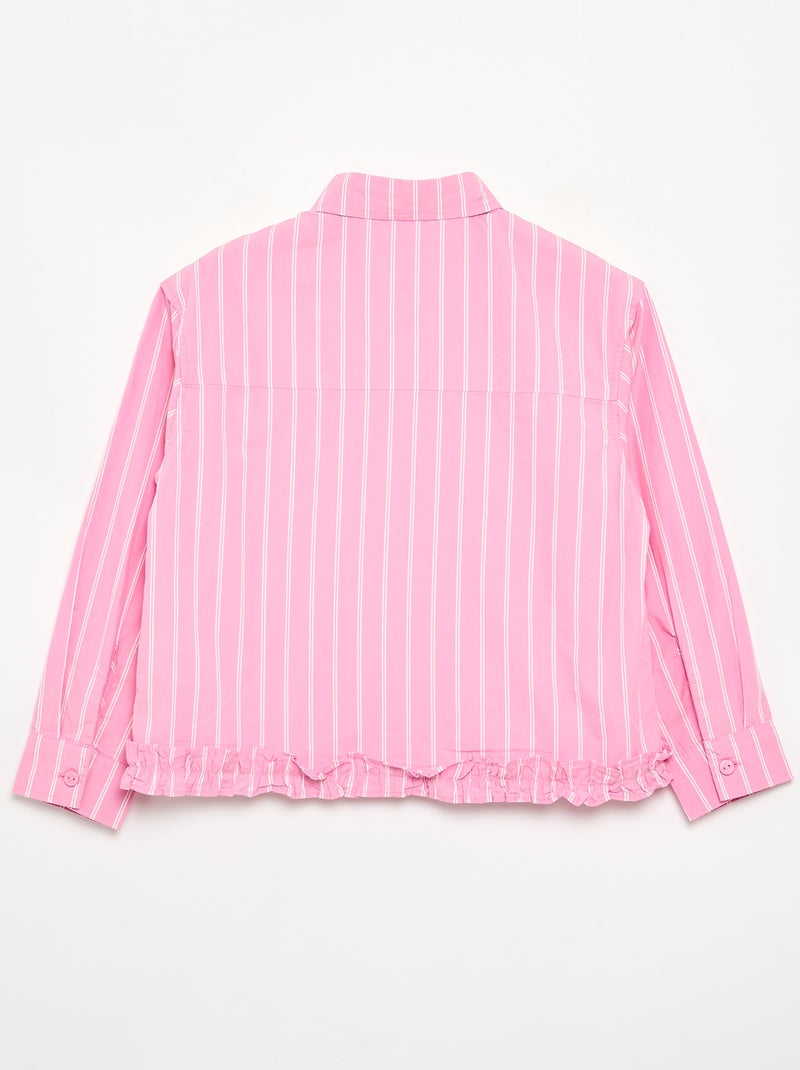 Camisa de popelina com base com folhos Rosa - Kiabi