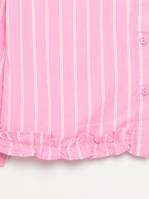 Camisa de popelina com base com folhos - Kiabi Camisa de popelina com base com folhos - Kiabi