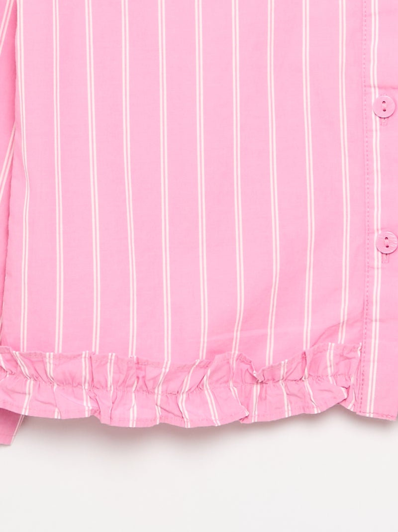Camisa de popelina com base com folhos Rosa - Kiabi