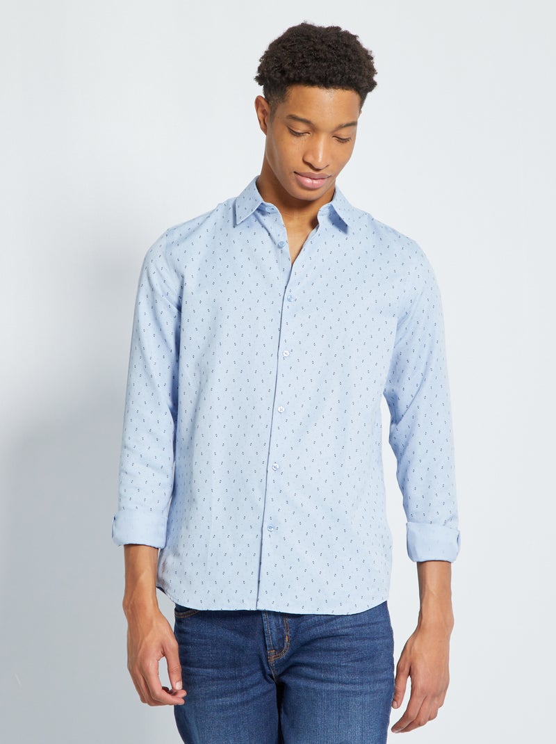 Camisa de popelina com estampado -  +1m90 AZUL - Kiabi