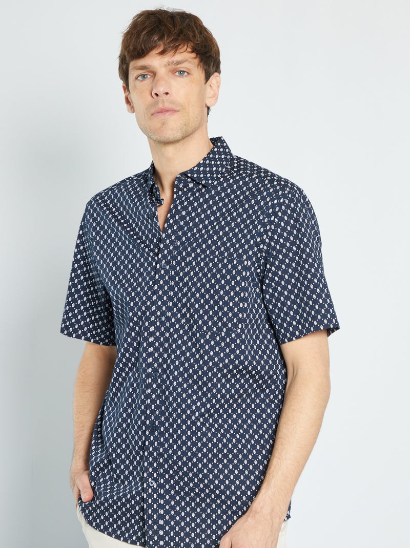 Camisa de popelina com estampado AZUL - Kiabi