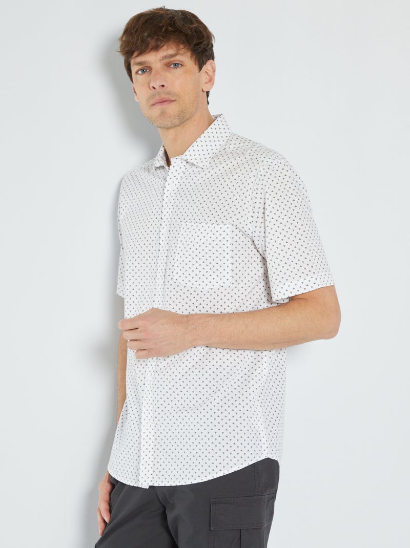 Camisa de popelina com estampado BRANCO - Kiabi