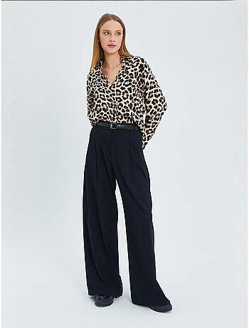 Camisa de popelina com estampado leopardo mixray