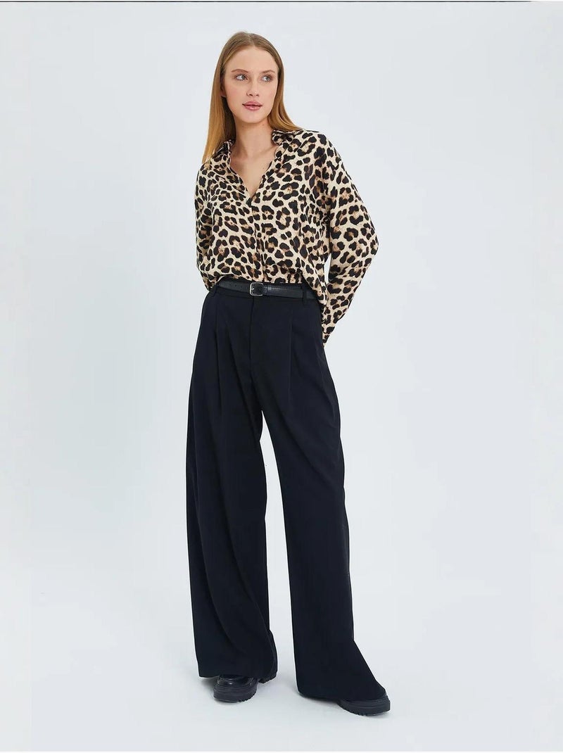 Camisa de popelina com estampado leopardo mixray Bege-argila - Kiabi