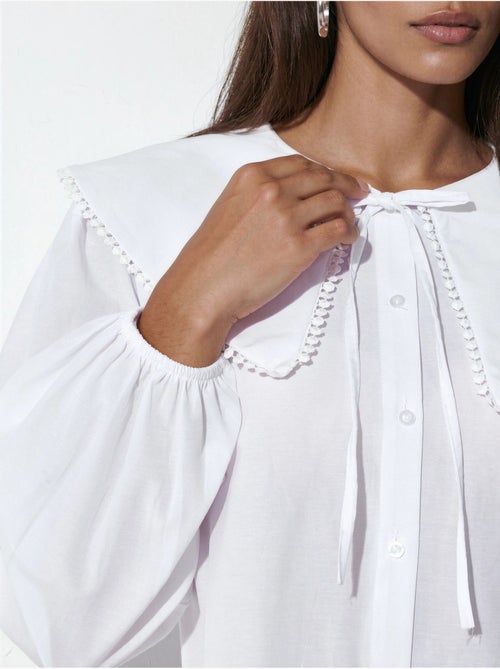 Camisa de popelina com gola bebé e laço bdart - Kiabi Camisa de popelina com gola bebé e laço bdart - Kiabi